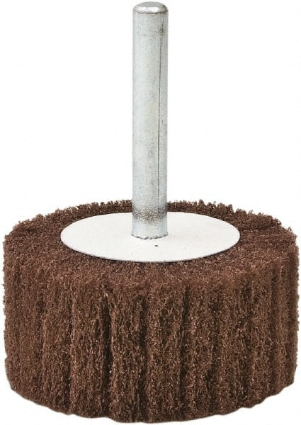 Camel Grinding Wheels - 2" Diam x 1" Face Width, Fine Aluminum Oxide Nonwoven Mounted Flap Wheel - 1/4" Shank Mount, 180 Grit, X Weighted Cloth Backing, 20,000 Max RPM - Exact Tooling