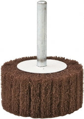 Camel Grinding Wheels - 2" Diam x 1" Face Width, Fine Aluminum Oxide Nonwoven Mounted Flap Wheel - 1/4" Shank Mount, 180 Grit, X Weighted Cloth Backing, 20,000 Max RPM - Exact Tooling