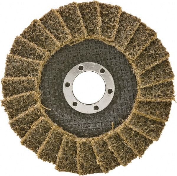 Camel Grinding Wheels - 60 Grit, 5" Disc Diam, 7/8" Center Hole, Type 29 Aluminum Oxide Flap Disc - 12,200 Max RPM, Non-Woven Backing, Arbor Attaching System, Non-Woven - Exact Tooling