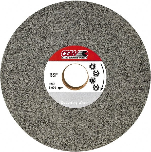 Camel Grinding Wheels - 8" Diam, 1" Face Width, 3" Center Hole, Medium Grade, Aluminum Oxide Deburring Wheel - Convolute, Hard Density 8 Grade, 4,500 RPM - Exact Tooling