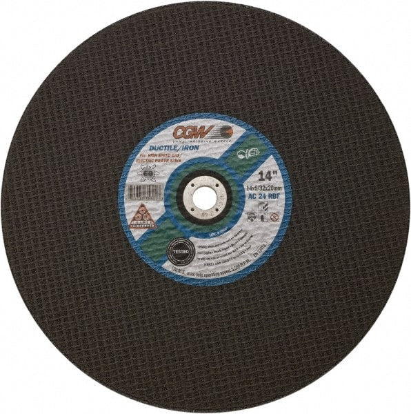 Camel Grinding Wheels - 14" 24 Grit Aluminum Oxide Cutoff Wheel - 5/32" Thick, 1" Arbor, 4,400 Max RPM - Exact Tooling