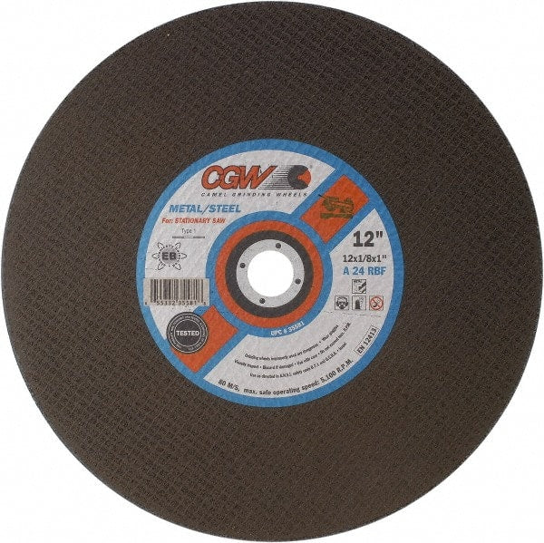 Camel Grinding Wheels - 16" 24 Grit Aluminum Oxide Cutoff Wheel - 5/32" Thick, 1" Arbor, 3,820 Max RPM - Exact Tooling