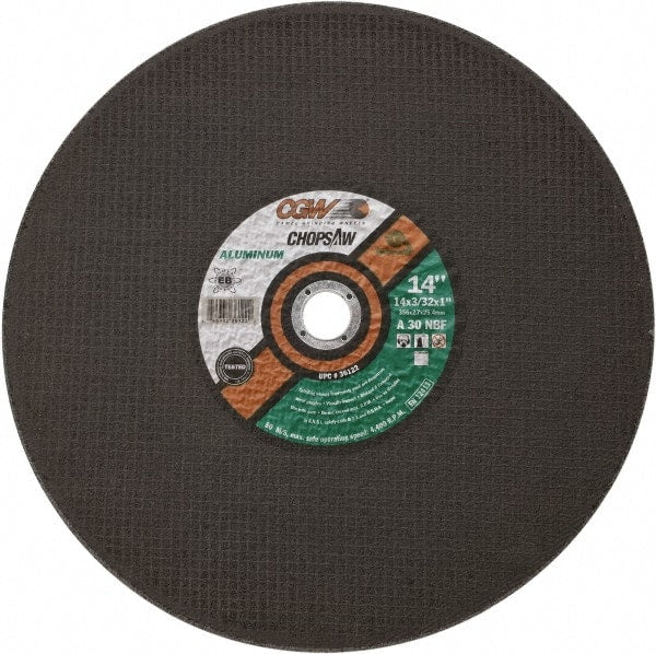 Camel Grinding Wheels - 14" 30 Grit Aluminum Oxide Cutoff Wheel - 3/32" Thick, 1" Arbor, 4,400 Max RPM - Exact Tooling