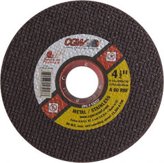Camel Grinding Wheels - 4-1/2" 60 Grit Aluminum Oxide Cutoff Wheel - 0.035" Thick, 7/8" Arbor, 13,300 Max RPM - Exact Tooling
