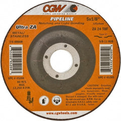 Camel Grinding Wheels - 24 Grit, 6" Wheel Diam, 1/8" Wheel Thickness, Type 27 Depressed Center Wheel - Coarse Grade, Zirconia Alumina, Resinoid Bond, 10,200 Max RPM - Exact Tooling