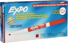 Expo - Red, Fine Point, Dozen Low Odor Dry Erase Markers - For Use with Dry Erase Marker Boards - Exact Tooling