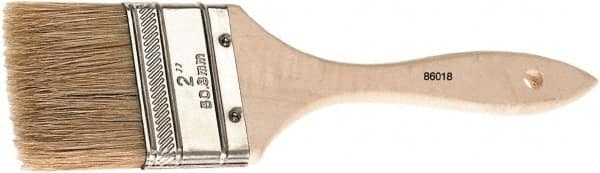 Camel Grinding Wheels - 4" Flat Brown China Bristle Chip Brush - 2" Bristle Length, 3" Wood Flat Handle - Exact Tooling