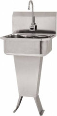 SANI-LAV - 17" Long x 14" Wide Inside, 1 Compartment, Grade 304 Stainless Steel Hand Sink Floor Mount with Double Foot Valve - 18 Gauge, 19" Long x 18" Wide x 46" High Outside, 7" Deep - Exact Tooling