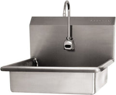 SANI-LAV - 19" Long x 15-1/2" Wide Inside, 1 Compartment, Grade 304 Stainless Steel Hand Sink Wall Mount with Electronic Faucet - 16 Gauge, 22" Long x 19" Wide x 20-1/2" High Outside, 5" Deep - Exact Tooling