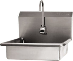 SANI-LAV - 16" Long x 12-1/2" Wide Inside, 1 Compartment, Grade 304 Stainless Steel Hand Sink Wall Mount with Electronic Faucet - 16 Gauge, 19" Long x 16" Wide x 20-1/2" High Outside, 6" Deep - Exact Tooling