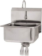 SANI-LAV - 19" Long x 16" Wide Inside, 1 Compartment, Grade 304 Stainless Steel Hand Sink Wall Mount with Double Knee Valve - 18 Gauge, 21" Long x 20" Wide x 24" High Outside, 10" Deep - Exact Tooling