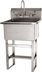 SANI-LAV - 22" Long x 16" Wide Inside, 1 Compartment, Grade 304 Stainless Steel Scrub Sink Wall Mount with Electronic Faucet - 16 Gauge, 25" Long x 19-1/2" Wide x 46-1/2" High Outside, 10-1/2" Deep - Exact Tooling