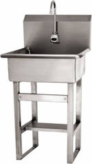 SANI-LAV - 20" Long x 17" Wide Inside, 1 Compartment, Grade 304 Stainless Steel Hand Sink Wall Mount with Electronic Faucet - 16 Gauge, 23" Long x 20-1/2" Wide x 46-1/2" High Outside, 9" Deep - Exact Tooling