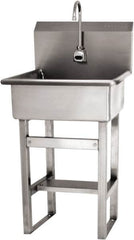 SANI-LAV - 20" Long x 17" Wide Inside, 1 Compartment, Grade 304 Stainless Steel Hand Sink Wall Mount with Electronic Faucet - 16 Gauge, 23" Long x 20-1/2" Wide x 46-1/2" High Outside, 9" Deep - Exact Tooling