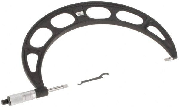 Starrett - 9" to 10" Mechanical Satin Chrome Coated Blade Micrometer - 0.001" Graduation, 0.76mm Blade Thickness, Speeder Thimble - Exact Tooling