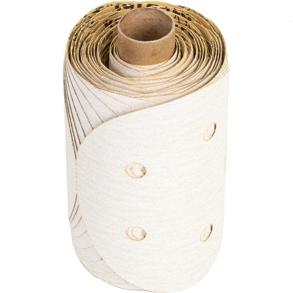 3M - 5" Diam, 150 Grit FEPA, Aluminum Oxide Adhesive PSA Disc - Fine Grade, White, C Weighted Backing, Flexible, 12,000 Max RPM, Use with Random Orbital Sanders - Exact Tooling