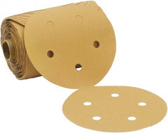 3M - 5" Diam, 80 Grit FEPA, Aluminum Oxide Adhesive PSA Disc - Gold, C Weighted Backing, Flexible, 12,000 Max RPM - Exact Tooling