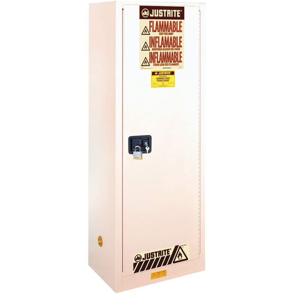 Justrite - 1 Door 3 Shelf 22 Gal Space Saver Safety Cabinet for Flammable Substances - Exact Tooling