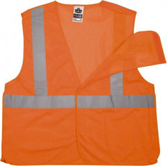 Ergodyne - Size 4X/5XL High Visibility Orange Mesh Breakaway Vest - 58 to 64" Chest, ANSI/ISEA 107, Hook & Loop Closure, 1 Pocket, Polyester - Exact Tooling