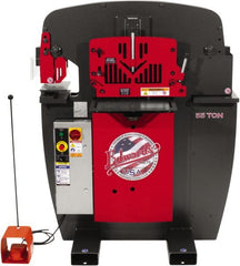 Edwards Manufacturing - 7-1/2" Throat Depth, 55 Ton Punch Pressure, 1-1/16" in 5/8" Punch Capacity Ironworker - 5 hp, 3 Phase, 230 Volts, 44-3/8" Wide x 55-1/4" High x 36-1/8" Deep - Exact Tooling