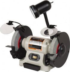 Enco - 6" Wheel Diam x 3/4" Wheel Width, 1/2 hp Grinder - 1/2" Arbor Hole Diam, 1 Phase, 3,450 Max RPM, 120 Volts - Exact Tooling
