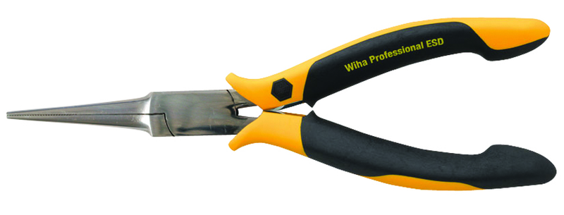 Long Needle Nose Pliers; Straight; Serrated Jaws ESD Safe Precision - Exact Tooling