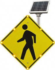 TAPCO - "Pedestrian Crossing", 36" Wide x 36" High, Aluminum Pedestrian Crossing Signs - 0.08" Thick, Fluorescent Yellow, Black, Diamond Grade Reflectivity, Diamond, Post Mount - Exact Tooling