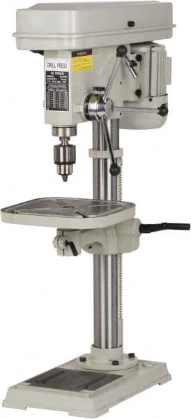 Enco - 346mm Swing, Step Pulley Drill Press - 16 Speed, 1 hp, Single Phase - Exact Tooling