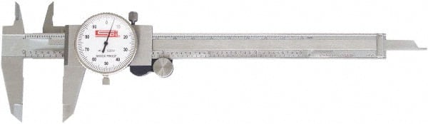 SPI - 0mm to 300mm Range, 0.02 mm Graduation, 2mm per Revolution, Dial Caliper - White Face, 64mm Jaw Length, Accurate to 0.04mm - Exact Tooling
