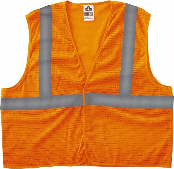 Ergodyne - Size 4X/5XL High Visibility Orange Mesh General Purpose Vest - 58 to 64" Chest, ANSI/ISEA 107, Hook & Loop Closure, Polyester - Exact Tooling