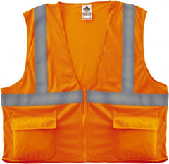 Ergodyne - Size 4X/5XL High Visibility Orange Mesh General Purpose Vest - 58 to 64" Chest, ANSI/ISEA 107, Zipper Closure, 3 Pockets, Polyester - Exact Tooling