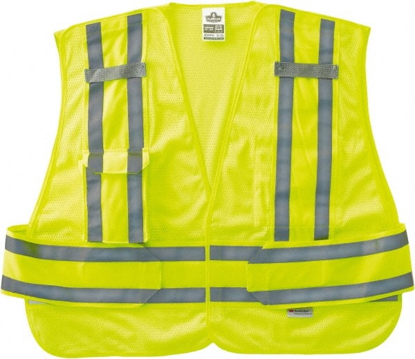 Ergodyne - Size 3X/4XL High Visibility Lime Mesh Expandable Vest - 56 to 62" Chest, ANSI/ISEA 107, Hook & Loop Closure, 2 Pockets, Polyester - Exact Tooling
