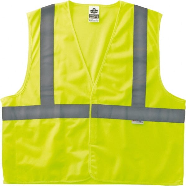 Ergodyne - Size S/M High Visibility Lime Solid General Purpose Vest - 36 to 44" Chest, ANSI/ISEA 107, Hook & Loop Closure, 3 Pockets, Polyester - Exact Tooling
