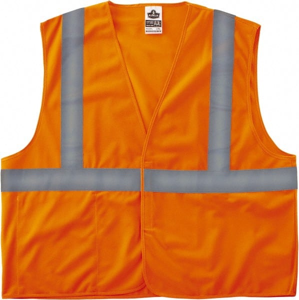 Ergodyne - Size L/XL High Visibility Orange Solid General Purpose Vest - 44 to 52" Chest, ANSI/ISEA 107, Hook & Loop Closure, 3 Pockets, Polyester - Exact Tooling