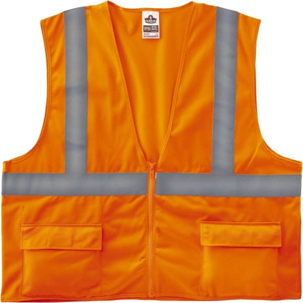 Ergodyne - Size 2X/3XL High Visibility Orange Solid General Purpose Vest - 52 to 58" Chest, ANSI/ISEA 107, Zipper Closure, 3 Pockets, Polyester - Exact Tooling