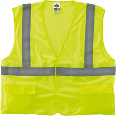 Ergodyne - Size 4X/5XL High Visibility Lime Mesh General Purpose Vest - 58 to 64" Chest, ANSI/ISEA 107, Hook & Loop Closure, 3 Pockets, Polyester - Exact Tooling