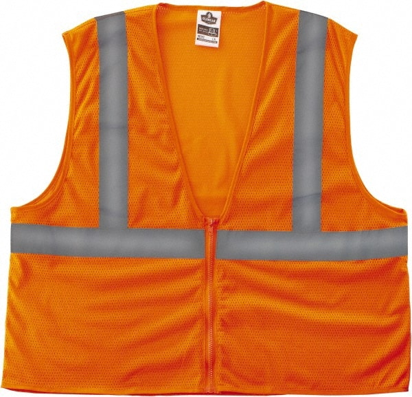 Ergodyne - Size L/XL High Visibility Orange Mesh General Purpose Vest - 44 to 52" Chest, ANSI/ISEA 107, Zipper Closure, Polyester - Exact Tooling