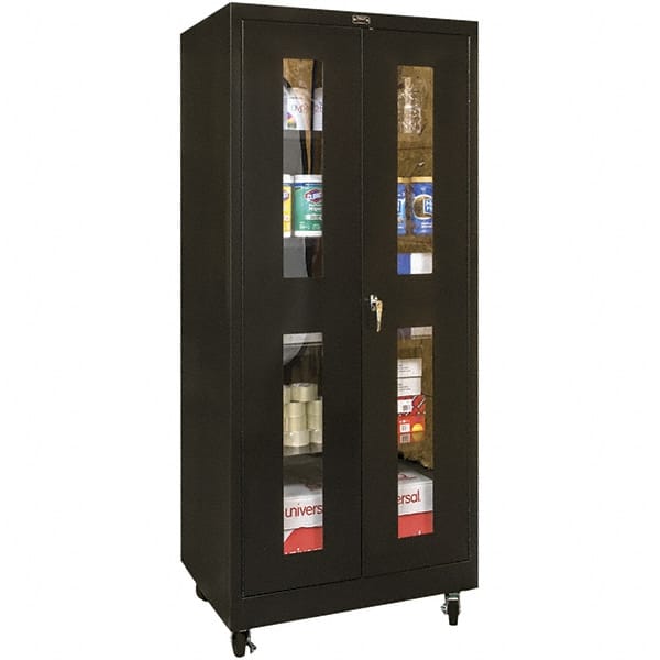 Hallowell - 4 Shelf Mobile Storage Cabinet - Steel, 36" Wide x 24" Deep x 72" High, Black - Exact Tooling