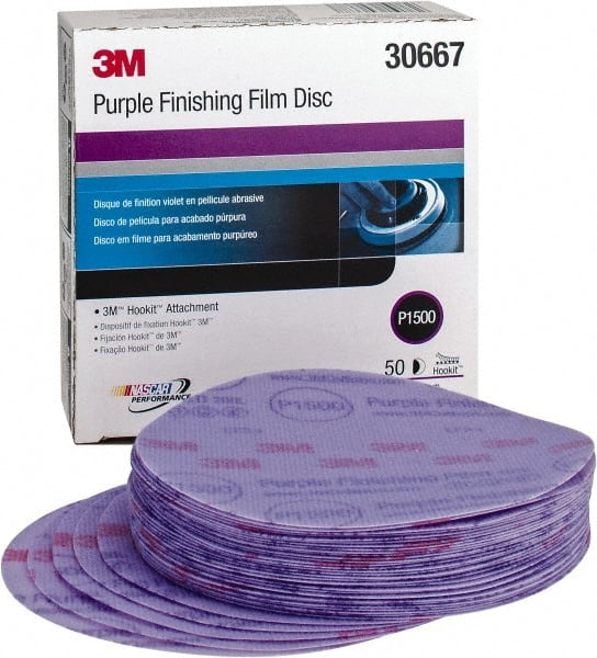 3M - 6" Diam, 1,500 Grit, Aluminum Oxide Hook & Loop Disc - Ultra Fine Grade, Coated - Exact Tooling