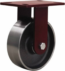 Hamilton - 6" Diam x 2" Wide x 7-3/4" OAH Top Plate Mount Rigid Caster - Forged Steel, 2,000 Lb Capacity, Sealed Precision Ball Bearing, 4-1/2 x 6-1/2" Plate - Exact Tooling