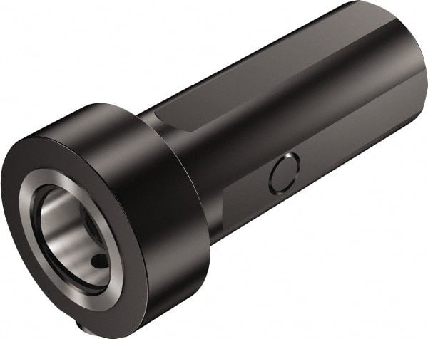 Sandvik Coromant - Neutral Cut, Round Shank Lathe Modular Clamping Unit - 0.3937" Square Shank Diam, 3.858" OAL, Through Coolant - Exact Tooling