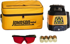 Johnson Level & Tool - 1,500' (Exterior) Measuring Range, 1/8" at 100' Accuracy, Self-Leveling Rotary Laser - 200, 500 RPM, 2 Beams, C Battery Included - Exact Tooling