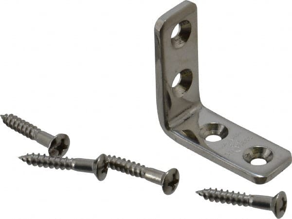 Sugatsune - 1-7/32" Long x 15/32" Wide, 18-8 Stainless Steel, Corner Brackets - Exact Tooling