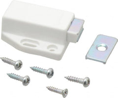 Sugatsune - 1-3/4" Long x 1-3/8" Wide x 9/16" High, Plastic & Stainless Steel Spring Magnetic Touch Latch - White Finish, 3.5 Magnetic Force - Exact Tooling