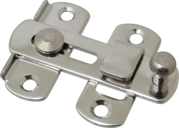 Sugatsune - 2-3/4" Long x 2" Wide, Slide Bar Latch - Stainless Steel, with Polished Finish - Exact Tooling