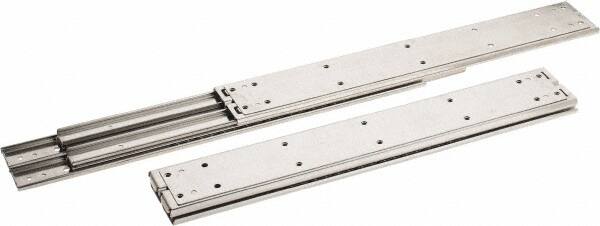 Sugatsune - 18" Slide Length, 18.56" Travel Length, Stainless Steel Ball Bearing Slide SSR-10 - 7/8" Wide, 2-3/4" High, 551 Lb Capacity at Full Extension, Satin Finish - Exact Tooling