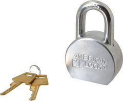 American Lock - 1-1/16" Shackle Clearance, Keyed Different A700 Padlock - 7/16" Shackle Diam, Steel, with Satin Chrome, Triple Plated Finish - Exact Tooling