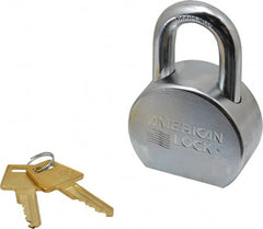 American Lock - 1-1/16" Shackle Clearance, Keyed Alike A700 Padlock - 7/16" Shackle Diam, Steel, with Satin Chrome, Triple Plated Finish - Exact Tooling
