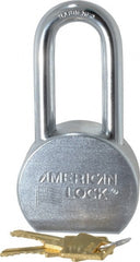 American Lock - 2" Shackle Clearance, Keyed Alike A701 Padlock - 7/16" Shackle Diam, Steel, with Satin Chrome, Triple Plated Finish - Exact Tooling