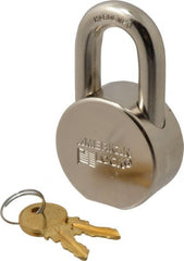 American Lock - 1-1/16" Shackle Clearance, Keyed Different AH10 Padlock - 7/16" Shackle Diam, Steel, with Satin Chrome, Triple Plated Finish - Exact Tooling